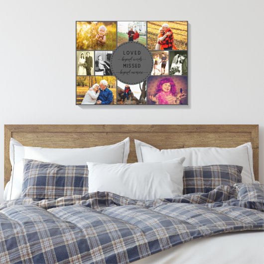 Loved Beyond Words Memorial Photo Collage Canvas Afdruk (Insitu (Slaapkamer))