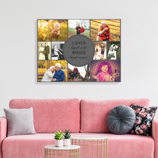 Loved Beyond Words Memorial Photo Collage Canvas Afdruk (Insitu (Woonkamer))