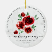Loved Beyond Words Roses in Loving Memory Keramisch Ornament (Achterkant)