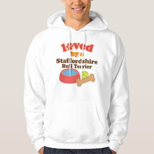 Loved by a Staffordshire Bull Terrier (Hondenras) Hoodie (Voorkant)