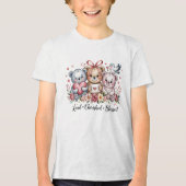 Loved Cherished Blessed Three Teddy Bears Floral Tri-Blend Shirt (Voorkant)