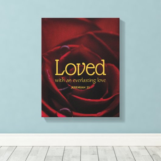 LOVED Christelijk Valentijns rode rode roze Canvas Afdruk (Insitu (Houten vloer))