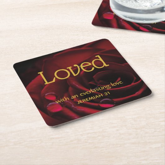 LOVED Eversustainable Love Red Rose Aangepaste VAL Kartonnen Onderzetters (Schuin)