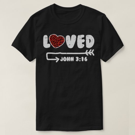 Loved John 316 Leopard Heart Valentines Day Christ T-shirt (Design voorkant)