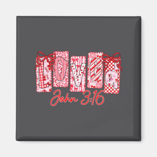 Loved John 3 16 Christian Loves Valentine's Day Go Magneet (Voorkant)