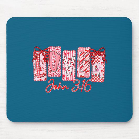 Loved John 3 16 Christian Loves Valentine's Day Go Muismat (Voorkant)