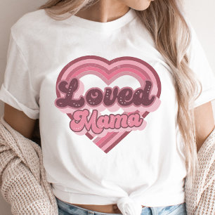 Loved Mama Retro Valentijnsdag roze Modern T-shirt