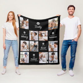 Loved & Missed Pet Dog Memorial 10-Photo Collage Fleece Deken