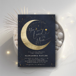 Loved Moon Mobile Dark Navy Neutraal Baby shower Kaart