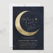 Loved Moon Mobile Dark Navy Neutraal Baby shower Kaart (Voorkant)