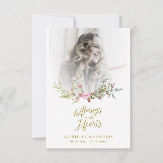 Loved One Woman In Memoriam Funeral Pink Wreath (Voorkant)