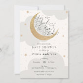 Loved to the Moon en Back Neutral Baby shower Kaart (Voorkant)