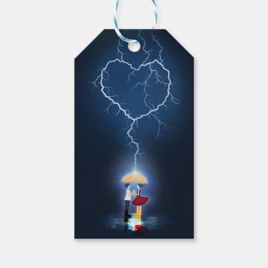 "Lovehit" Romantic Moment onder een paraplu Cadeaulabel (Voorkant)