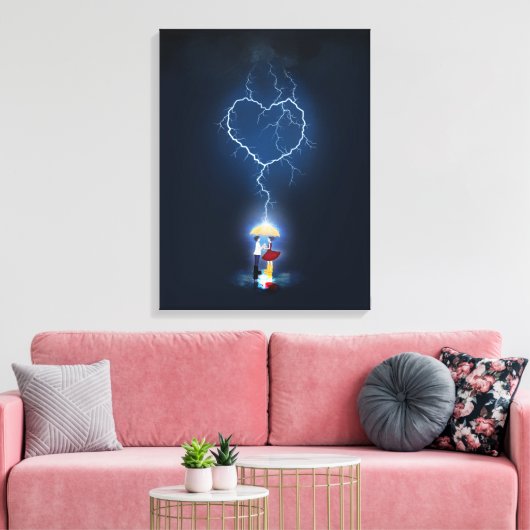 "Lovehit" Romantic Moment onder een paraplu Canvas Afdruk (Insitu (Woonkamer))