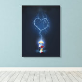 "Lovehit" Romantic Moment onder een paraplu Canvas Afdruk (Insitu (Houten vloer))