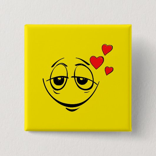 Lovehit Yellow Face Vierkante Button 5,1 Cm (Voorkant)