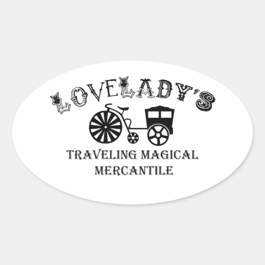 Lovelady's Traveling Magical Mercantile Ovale Sticker (Voorkant)
