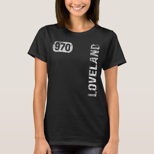 Loveland Colorado 970 Area Code  Retro T-shirt (Voorkant)