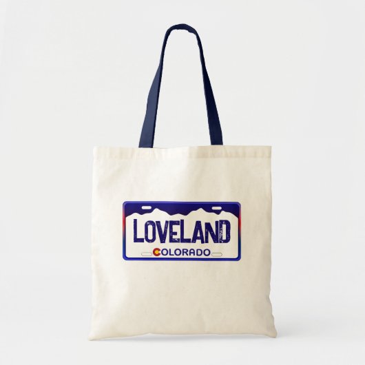 Loveland Colorado blauw licentie bord canvas tas (Voorkant)