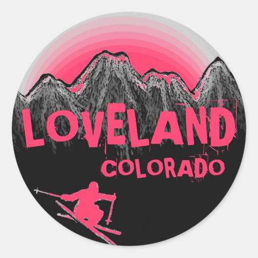 Loveland Colorado roze ski stickers (Voorkant)