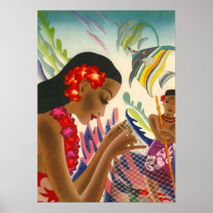LOVELE HAWAII ~ COLORFUL TROPICAL POSTER