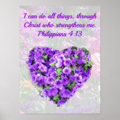LOVELE PAARSE FLORAL BIBLE VERSE PHILIPPIANS 4:13 POSTER (Voorkant)