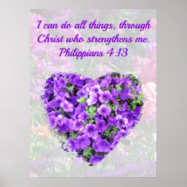 LOVELE PAARSE FLORAL BIBLE VERSE PHILIPPIANS 4:13 POSTER