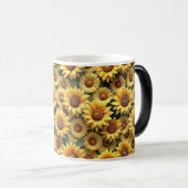 Lovely 3D Sunflowers Magische Mok (Voorkant rechts)