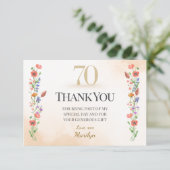 Lovely 70th Birthday – Wildflower Design Bedankkaart (Staand voorkant)