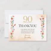Lovely 90th Birthday – Wildflower Design Bedankkaart (Voorkant)