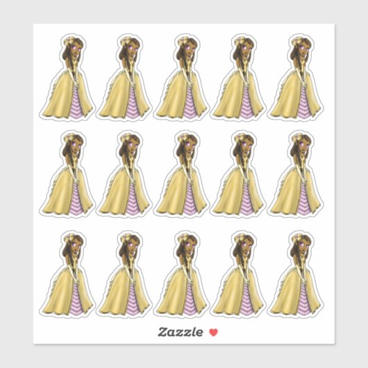 Lovely African American Princess Sticker (Vel)