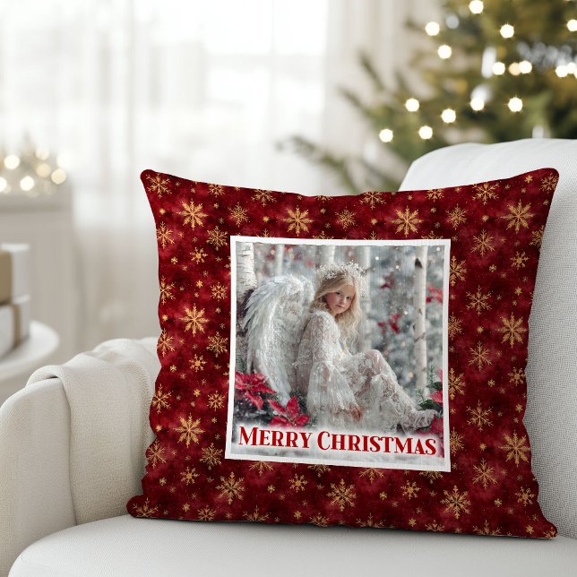 Lovely Angel Red Gold Personalized Custom Christma Kussen (Lovely Angel Red Gold Personalized Custom Christmas Pillow

)