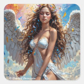 lovely angel vierkante sticker (Voorkant)