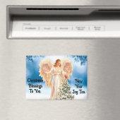 Lovely Angel With Tree Christmas Magnet (Insitu (Vaatwasser))