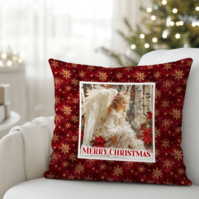 Lovely Angelic Floral Christmas Gift Pillow Kussen (Lovely Angelic Floral Christmas Gift Pillow)