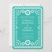 Lovely Aqua Papel Picado Geïnspireerd huwelijk Kaart (Voorkant)