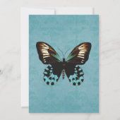 Lovely Aquamarine Butterfly Wedfly Wedding Invitat Kaart (Achterkant)