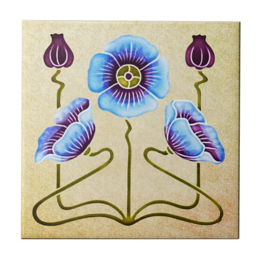 Lovely Art Nouveau Floral over Stone Tegeltje (Voorkant)