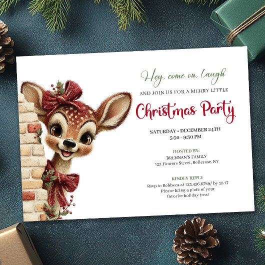 Lovely baby deer Christmas kids celebration  Kaart