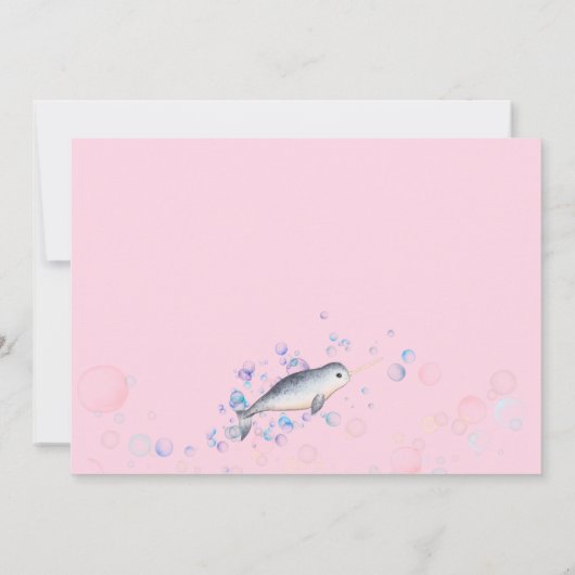 Lovely baby Narwhal 1st Birthday Party Uitnodiging (Achterkant)