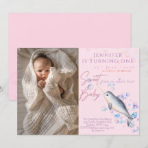 Lovely baby Narwhal 1st Birthday Party Uitnodiging