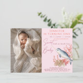 Lovely baby Narwhal 1st Birthday Party Uitnodiging (Staand voorkant)