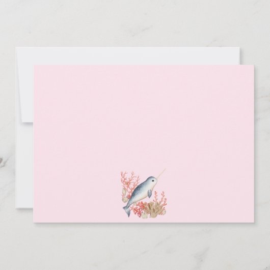 Lovely baby Narwhal 1st Birthday Party Uitnodiging (Achterkant)