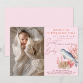 Lovely baby Narwhal 1st Birthday Party Uitnodiging (Voorkant / Achterkant)