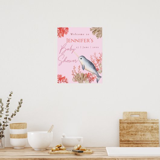 Lovely Baby shower Narwhal Welkome Poster (Keuken)