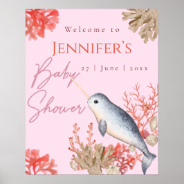 Lovely Baby shower Narwhal Welkome Poster