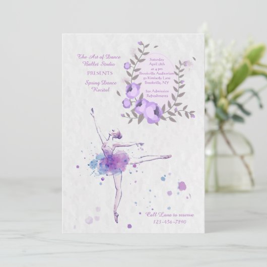 Lovely Ballerina Uitnodiging (Staand voorkant)