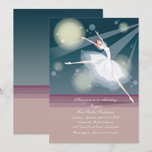 Lovely Ballerina Uitnodiging (Voorkant / Achterkant)