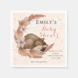 Lovely Bambi & Flowers Pastel Pink Baby shower Nap Servet