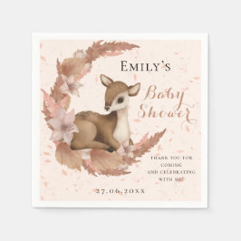 Lovely Bambi & Flowers Pastel Roze Baby shower Servet